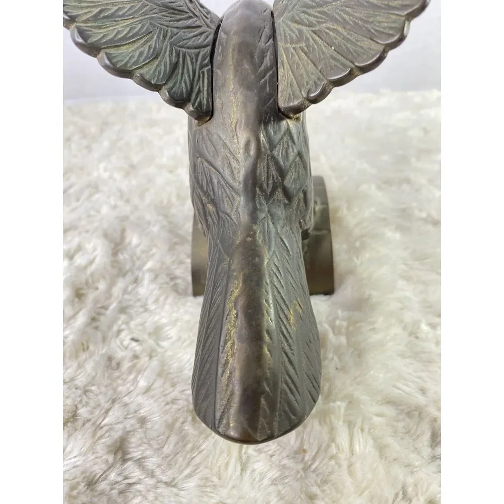 Brass Eagle VTG Perched Pose on Tree 8.5 x‎ 8 inches Heavy Offce Home Decor